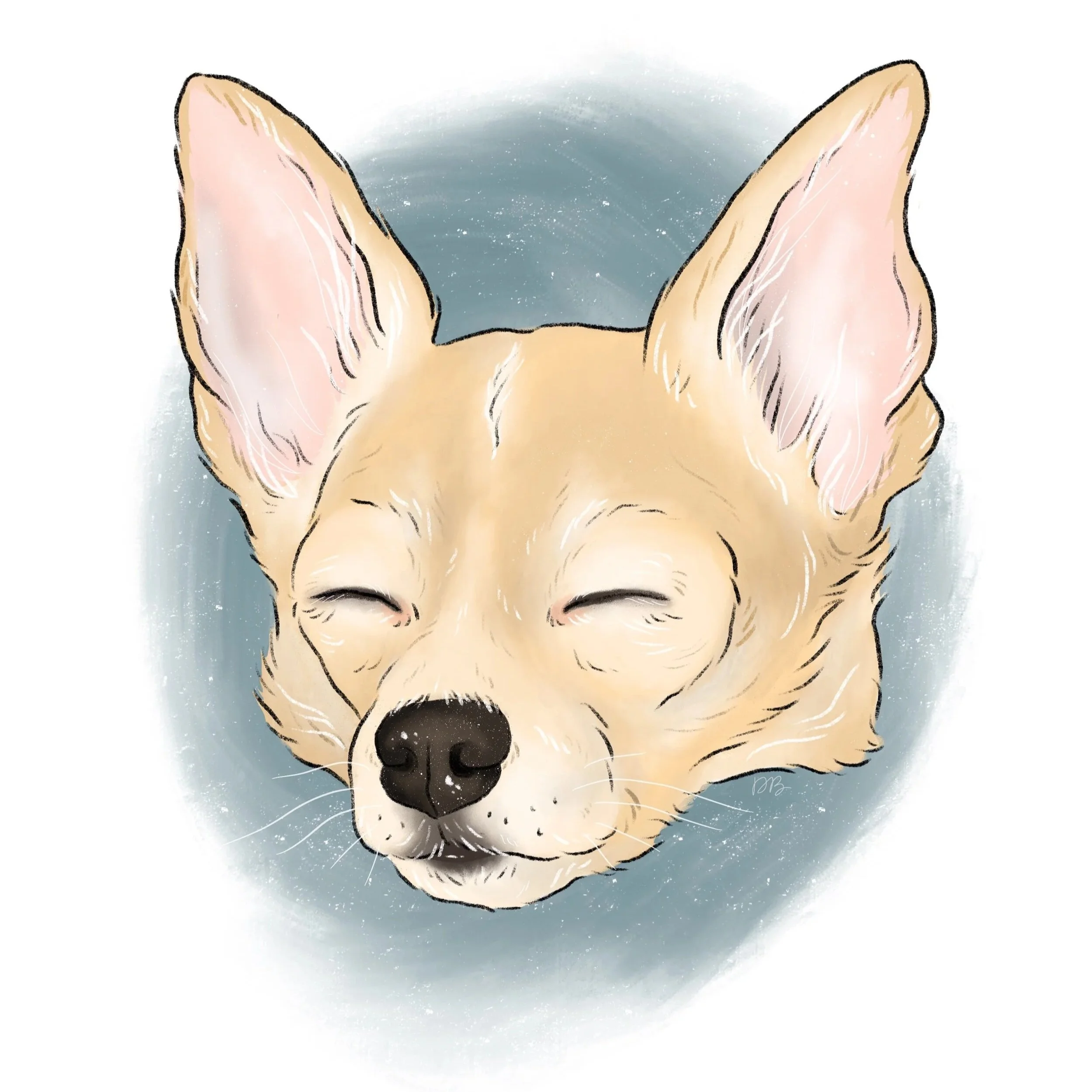digital pet portrait illustration — creep can sleep